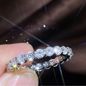 NWT Silver Tone Cubic Zirconia Wedding Band